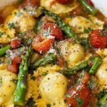 Delicious Ravioli with Tomatoes, Asparagus, Garlic & Herbs Recipe