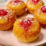 Pineapple upside-down cupcakes with caramelized pineapple and cherries