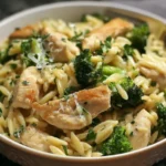 Orzo with chicken and broccoli