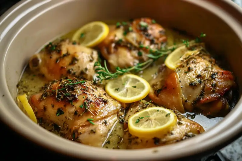 Easy Slow Cooker Chicken with Lemon and Garlic