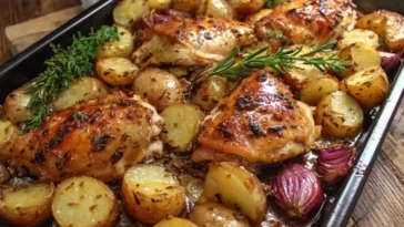 Roasted chicken and potatoes