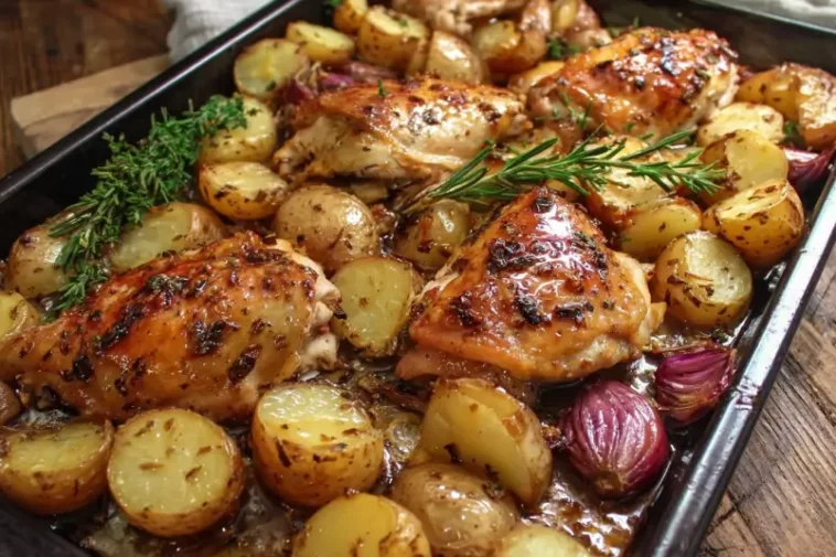 Roasted chicken and potatoes