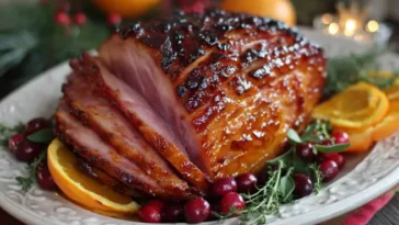 orange glazed crock pot ham