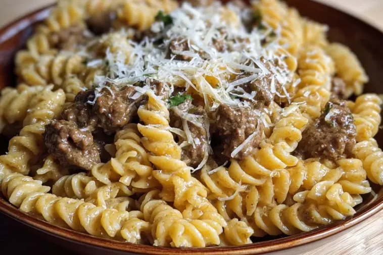 cheesy garlic beef pasta