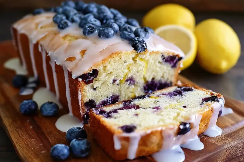 Lemon Glazed Blueberry Bread