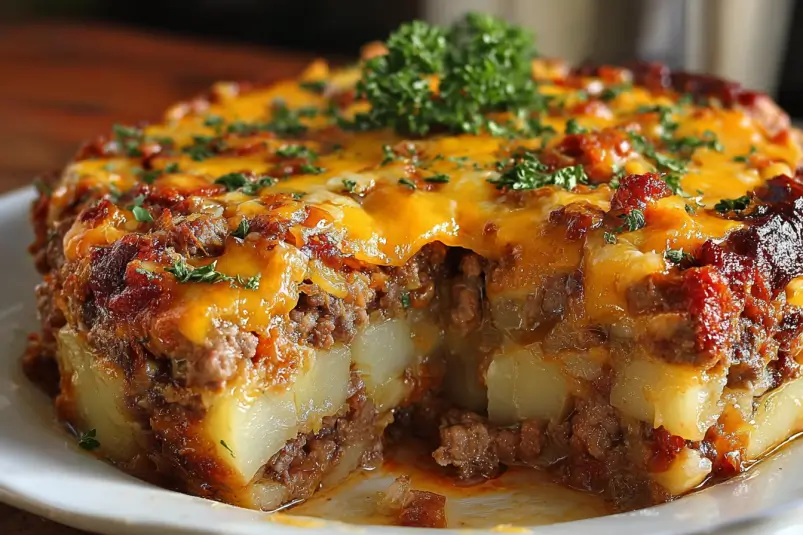 Meatloaf Casserole with Mashed Potatoes