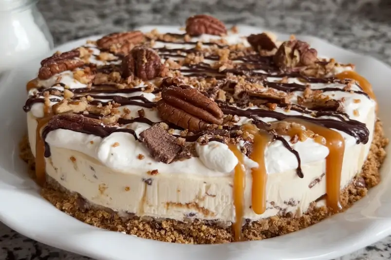 Ice Cream Pie with Caramel and Chocolate