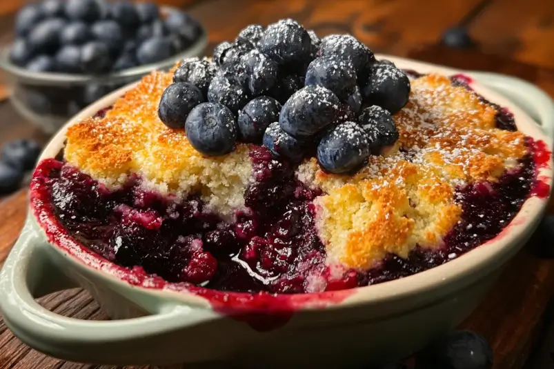 Homemade blueberry cobbler