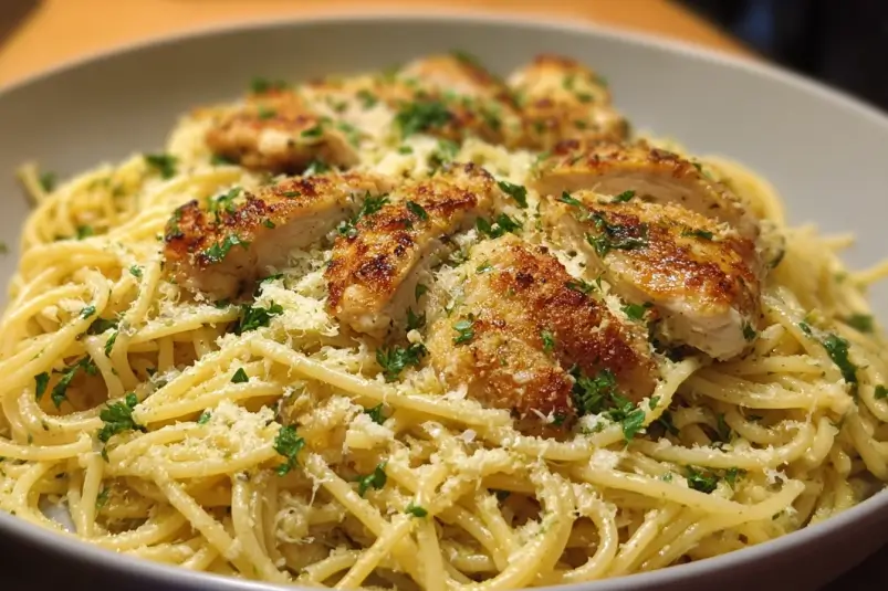 Garlic Parmesan Chicken Spaghetti Recipe: Creamy, Cheesy, and Full of Flavor 4 Garlic Chicken Pasta with Cheese