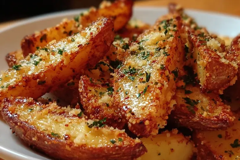 Oven-baked garlic fries
