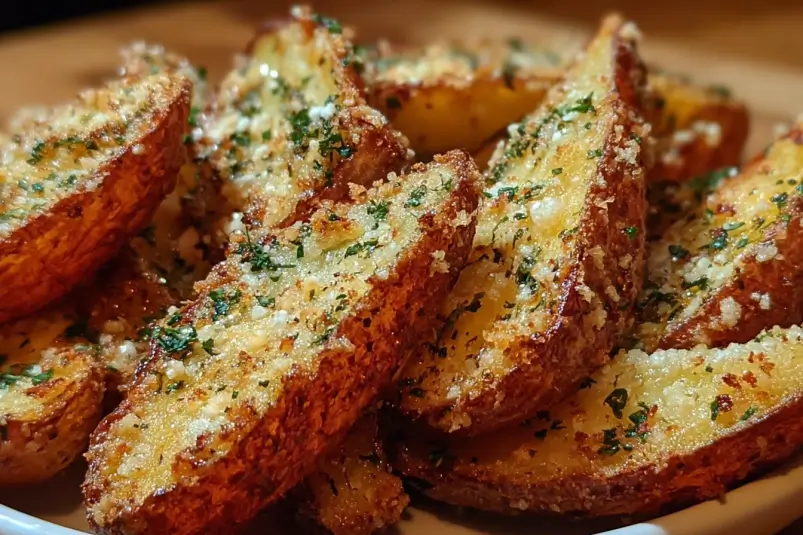 Baked Garlic Parmesan Potato Wedges 4 Parmesan potato side dish