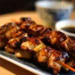 Grilled chicken skewers Japanese style