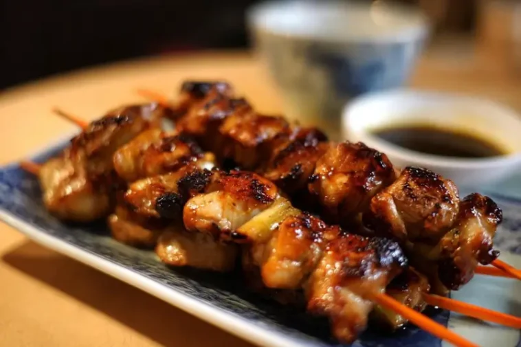 Grilled chicken skewers Japanese style