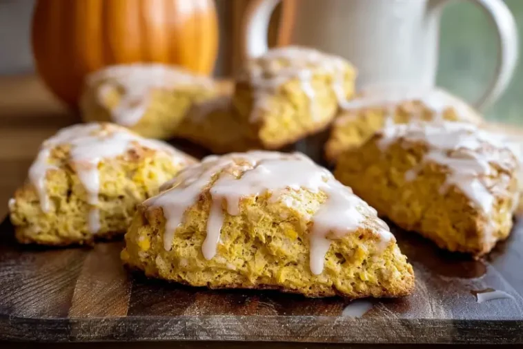 Pumpkin spice scones with glaze
