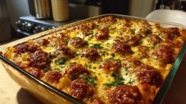 Cheesy Meatball Casserole