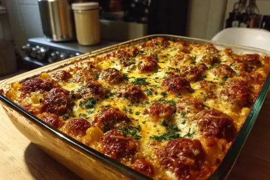 Cheesy Meatball Casserole