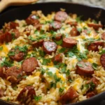 Skillet Sausage with Cheese and Rice