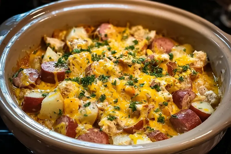 Cheesy Chicken Sausage Crockpot Recipe: Comfort in Every Bite 4 Slow Cooker Cheesy Chicken Sausage