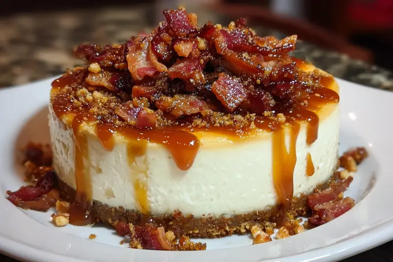 Bacon Caramel Cheesecake Bliss: A Sweet and Savory Indulgence 4 Cheesecake with Bacon
