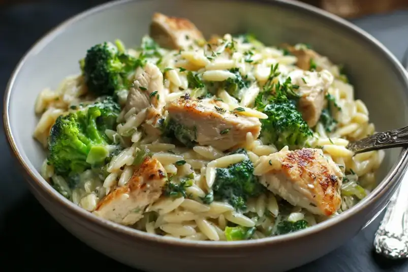 one-pan chicken and broccoli pasta