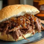 BBQ shredded beef sandwich