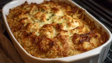 Cheesy Chicken Orzo Casserole