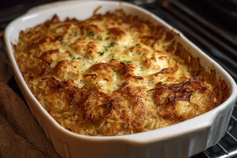 Cheesy Chicken Orzo Casserole