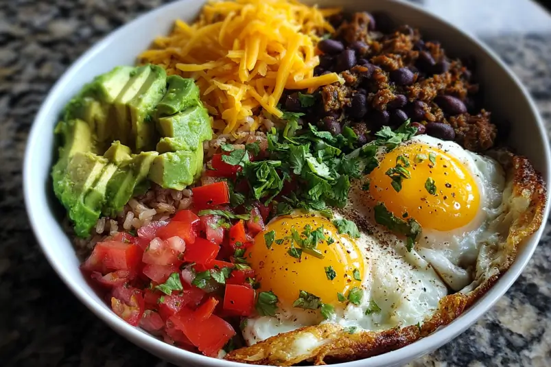 Breakfast Burrito Bowl: A Flavorful and Customizable Dish 4 Egg and rice breakfast
