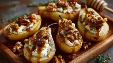 Caramelized pears with cheese