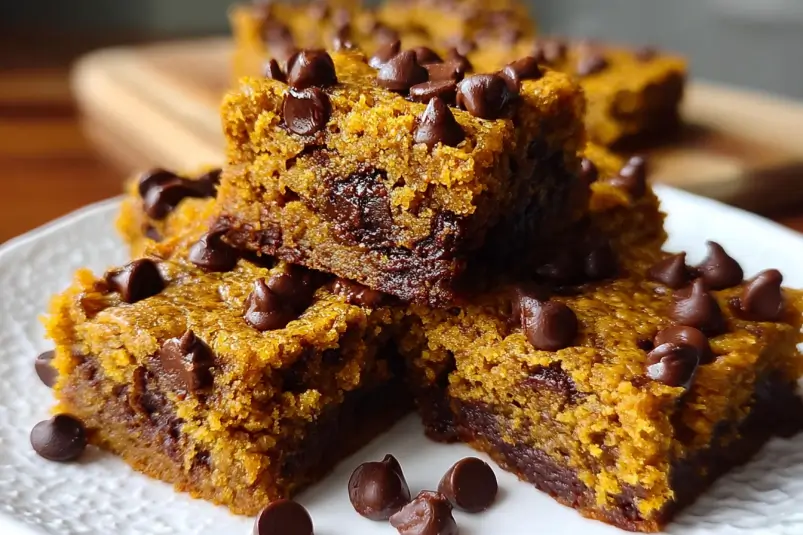 Gingerbread Pumpkin Chocolate Chip Bars 4 fall dessert bars