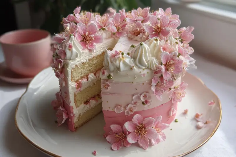 Cherry Blossom Dream Cake: A Slice of Springtime Elegance 4 Cherry almond cake