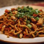 Chicken peanut butter noodles