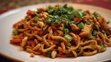 Chicken peanut butter noodles