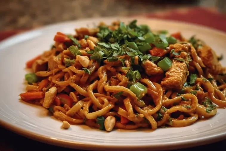 Chicken peanut butter noodles
