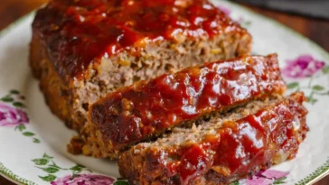 Amish Meatloaf Freshly Baked and Ready to Serve