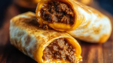 Juicy Beef and Cheese Chimichangas Ready to Serve