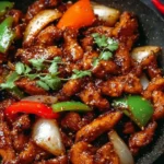 Black Pepper Chicken Plated with Fresh Herbs