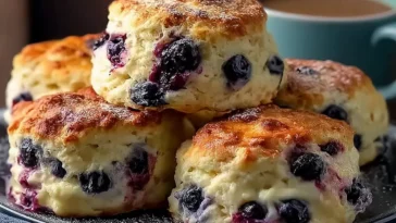 Flaky Blueberry Biscuits Ready to Serve
