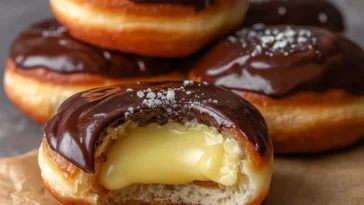 Boston Cream Donuts Freshly Made and Topped
