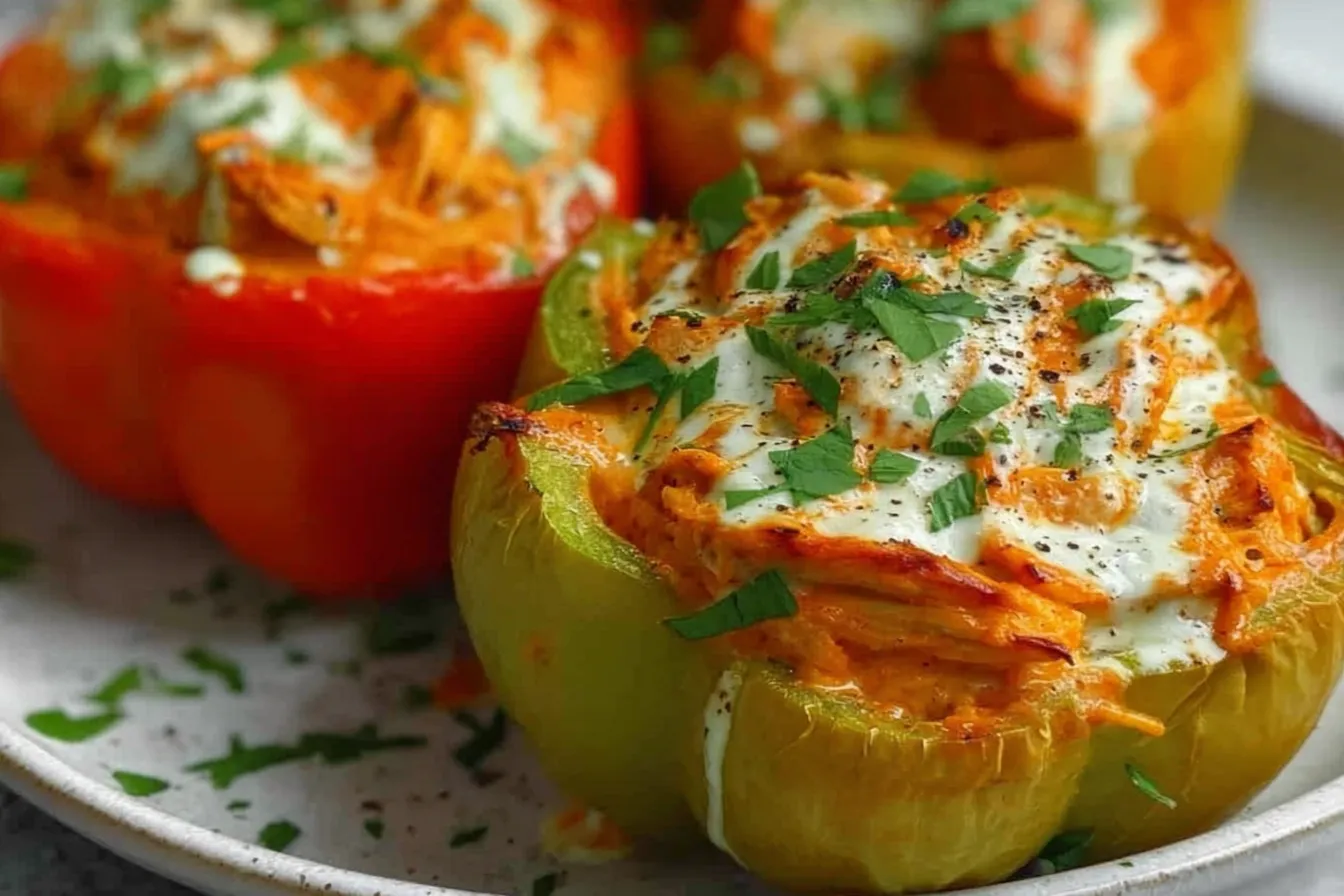 Buffalo Chicken Stuffed Peppers: A Spicy Delight You’ll Love 3 Buffalo Chicken Stuffed Peppers Ready to Serve