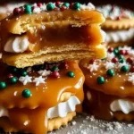 Caramel Ritz Cracker Christmas Cookies on a Festive Platter
