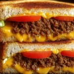 Cheeseburger Grilled Cheese Fusion Slices on a Plate