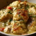 Delicious Chicken and Dumplings Served Hot