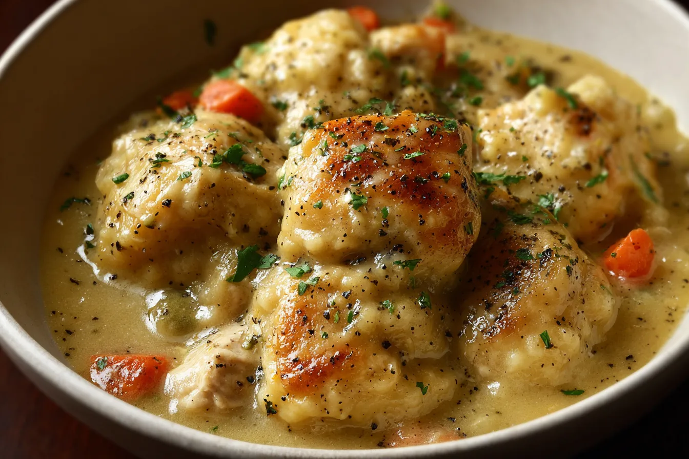 Delicious Chicken and Dumplings Served Hot