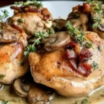 Delicious Chicken Thighs in Creamy Bacon Mushroom Sauce
