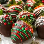 Christmas Chocolate-Covered Strawberries on a Festive Platter