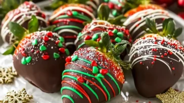 Christmas Chocolate-Covered Strawberries on a Festive Platter