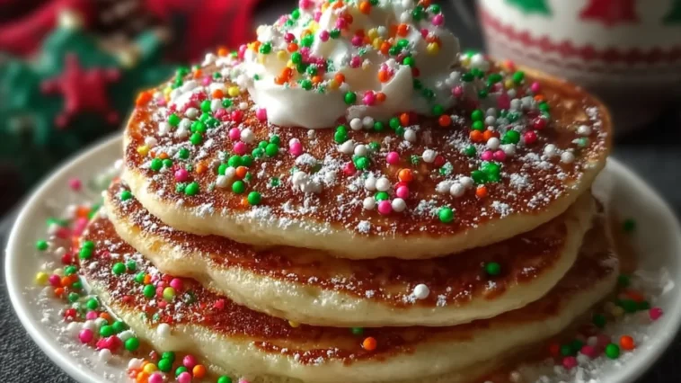 Delicious Christmas Pancakes Festive Sprinkles Ready to Serve