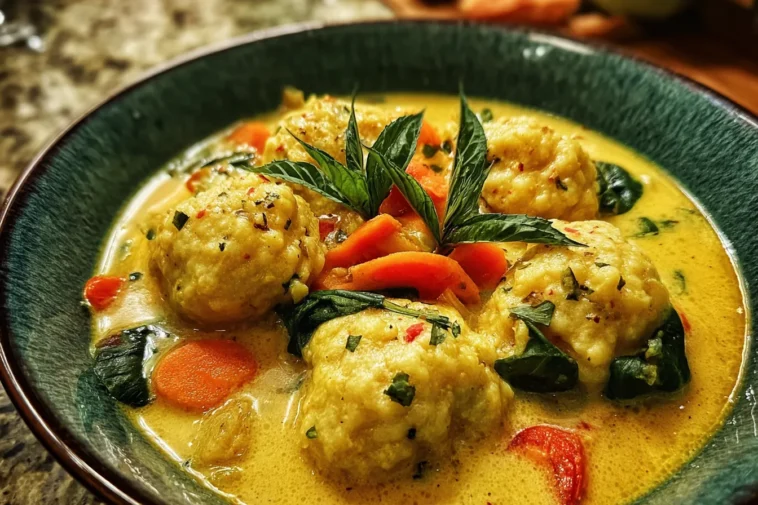 Coconut Curry Soup With Dumplings - Comforting and Delicious