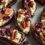 Cranberry Pecan Cream Cheese Stuffed Dates Close-up